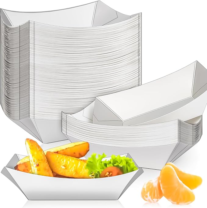 80 Pack 1/2Lb Paper Food Boat Trays Disposable Small Paper Boats Plates by MotBach