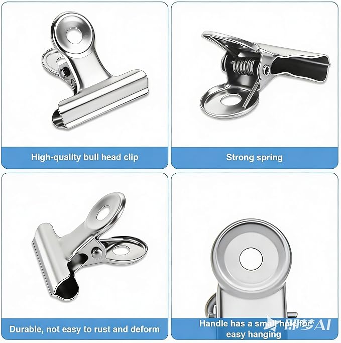 50 Pcs Metal Bulldog Clips, Mini Metal Paper Clips 0.87 in Hinge Clips Small - Image 3
