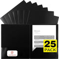 pmybupo 25 Pack Black 2 Pocket Folders, Heavy Duty Plastic Folders by pmybupo
