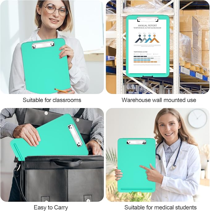 Hongri Clipboard with Storage, 8.5 x 11 Clip Board Foldable, Teal | Bottom - Image 7