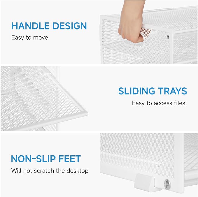 Lavatino 3-Tier Letter Tray Desk Organizer, Mesh Metal Paper File Tray Organizer - Image 3