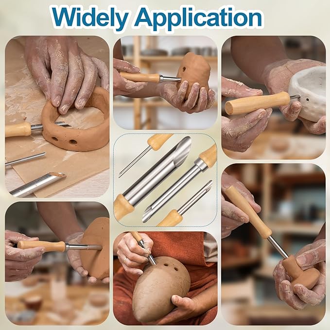 Amrules Clay Tools Kit, Wooden Handle and Stainless Steel Sculpting Tools Kit - Image 7