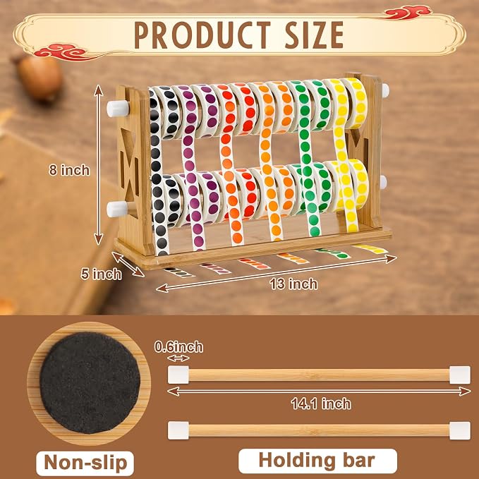 Wooden Label Dispenser Label Roll Holder Dispenser 13x4.5x8 inch Label Sticker - Image 2