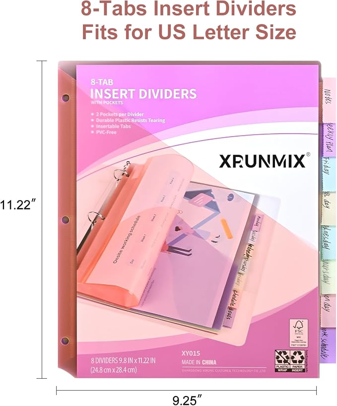 8-Tab Binder Dividers with 2 Pockets, Index Pockets - Image 2