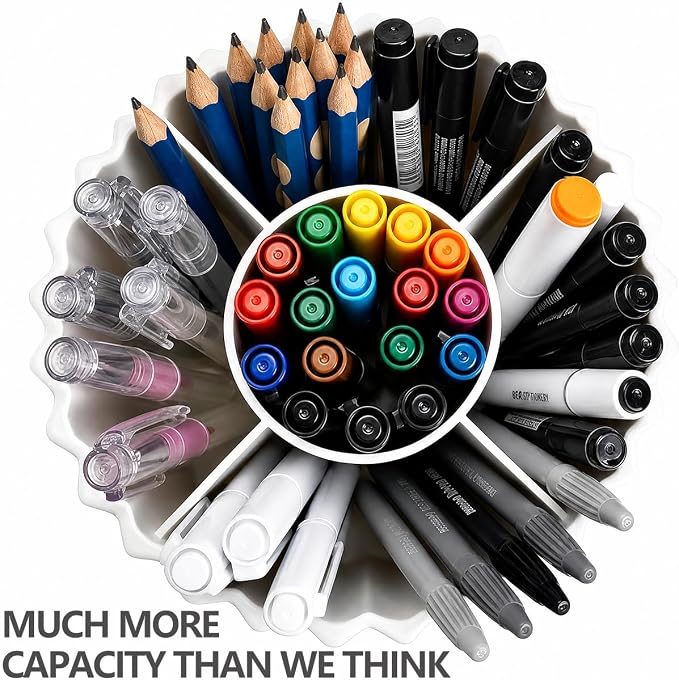 Lebenrich Rotating Pen Holder for Desk, 5 Slots Easthetic Pencil holder Desk - Image 4
