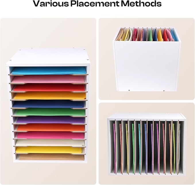Caydo 12 Slot 8.5" x 11" Paper Organizer Storage, Wood Adjustable Shelves Paper - Image 5