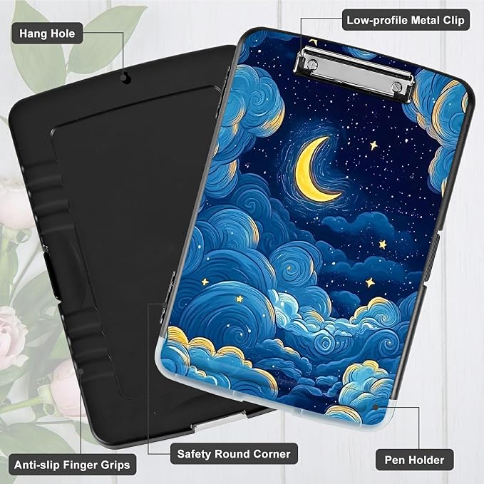 Moon Blue Clouds A4 Clipboard - Image 5