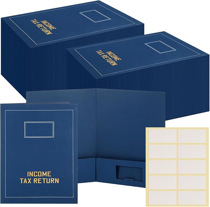 Kisston 300 Pcs Tax Return Folders Bulk 2 Pocket Gold Foil Stamped Income Tax by Kisston