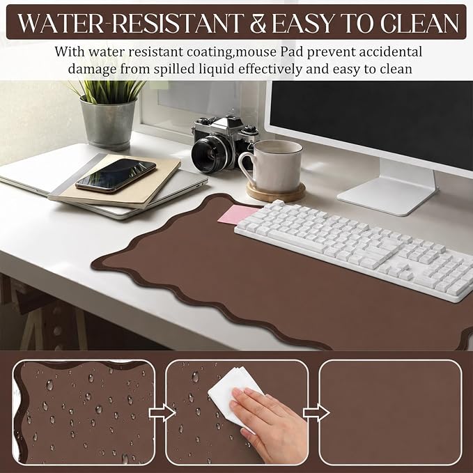 Hahafelt Scalloped Desk Mat Large Desk Pad Cute Coquette Table Mat Back to - Image 5
