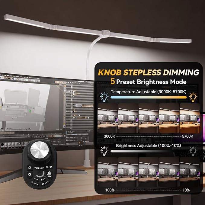 Adjustable LED Desk Lamp with Clamp, 4-Head Eye-Caring CRI95+ Desk Light - Image 2