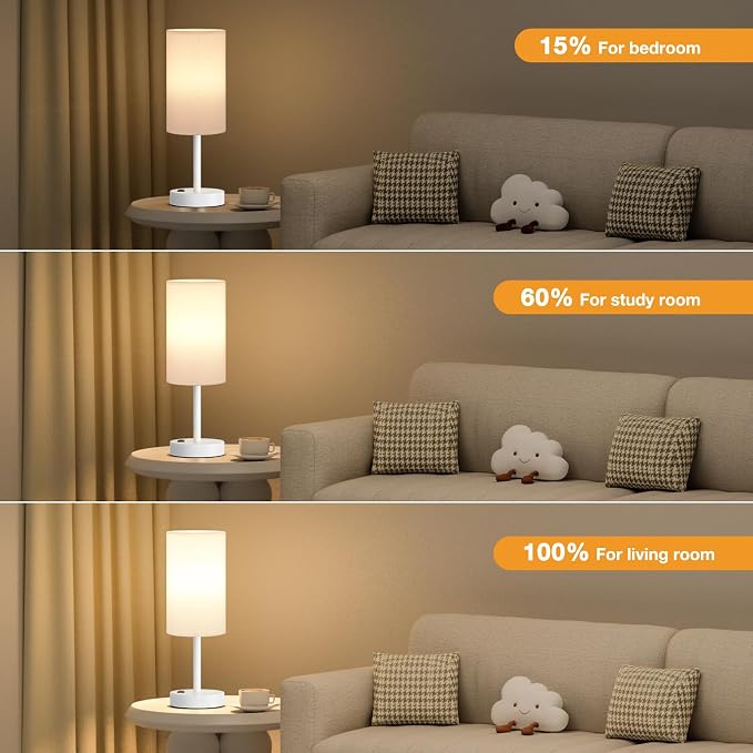 Fenmzee White Nightstand Bedroom Lamp - Image 4