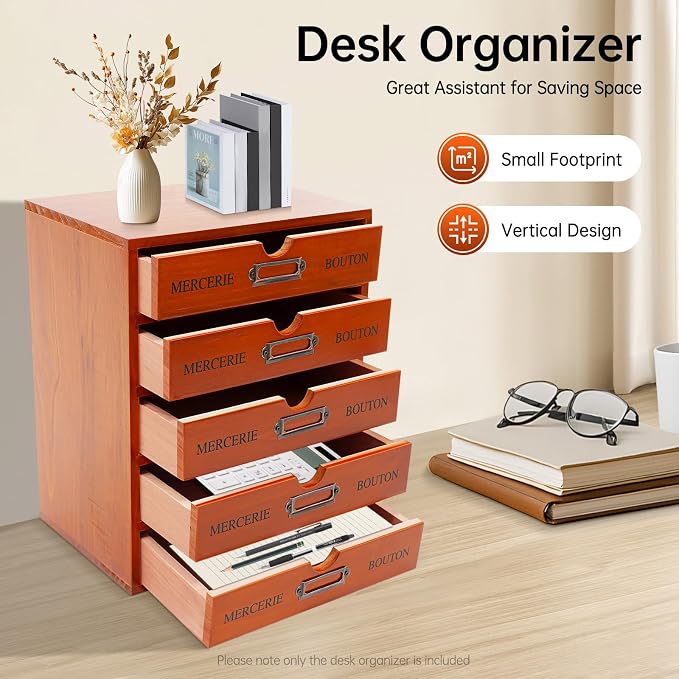 Desktop Storage Box, Desk Organizer Drawer, Office Supplies Countertop Drawer - Image 2