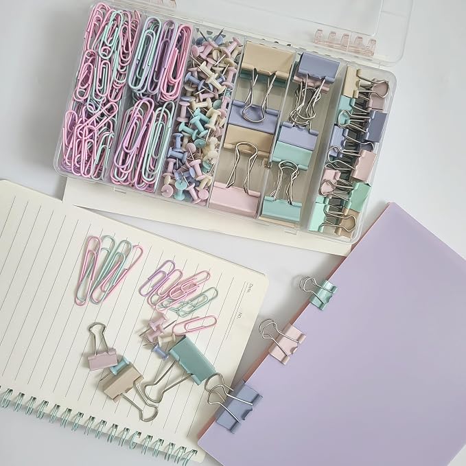 282 Pcs Colored Office Clips Set Binder Clips and Paper Clips Push Pin Colored - Image 4