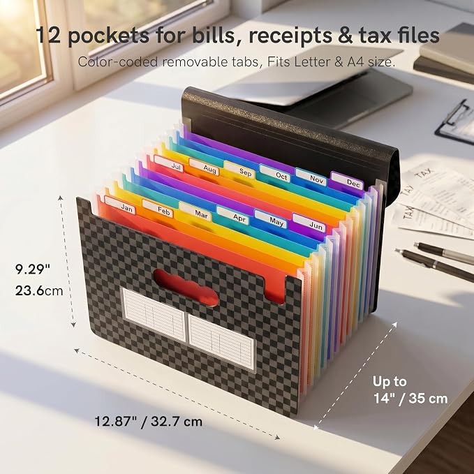 ABC life 12-Pocket Accordion File Organizer, Expandable File Folder - Image 5