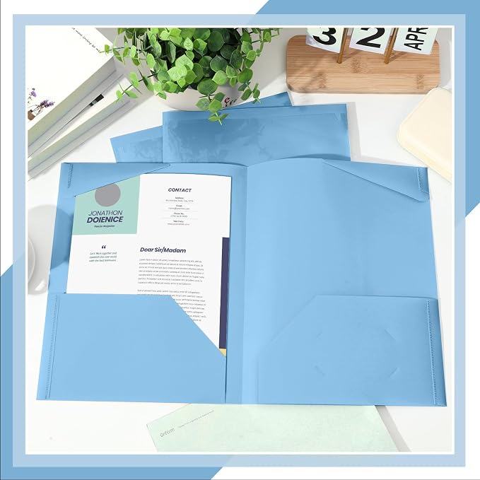 Henoyso 36 Pack Dusty Blue Plastic Folders - Image 4