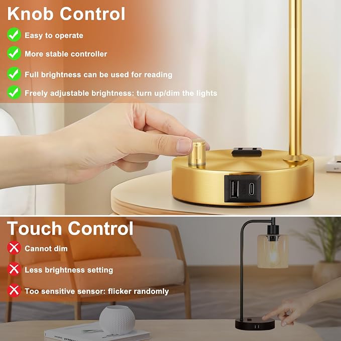 Innqoo Industrial Table Lamps for Bedroom Set of 2 - Image 4