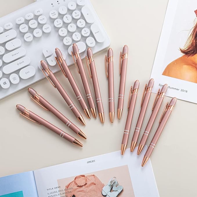 PASISIBICK 12 Pieces Rose Gold Ballpoint Pen - Image 3