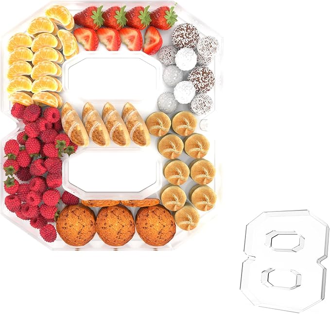13.8" Acrylic Number Charcuterie Tray, Fillable Number Charcuterie Box by Tdsuco