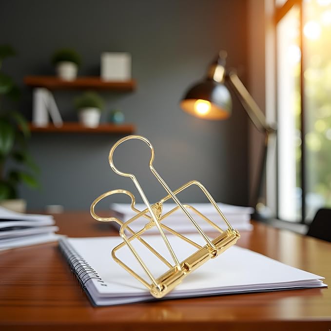 4Pcs Golden Hollow Out Long Tail Wire Binder Clips Paper Binder Clip Large 51mm - Image 2
