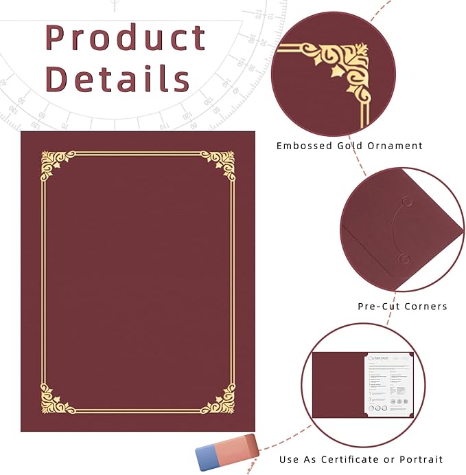 HAUTOCO 30 Packs Certificate Holders, Burgundy Diploma Holders, Document Award - Image 3