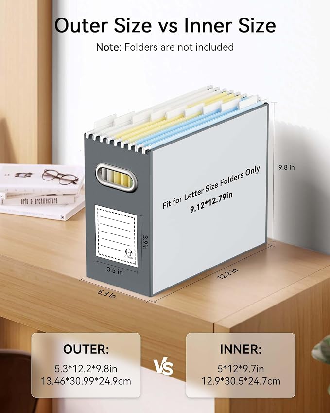 Oterri File Organizer Box, Portable Collapsible Cardboard File Folder Organizer - Image 2