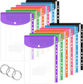Clear Plastic Document Envelopes, 12 Pack, 6 Colors, Button Closure, by Unknown
