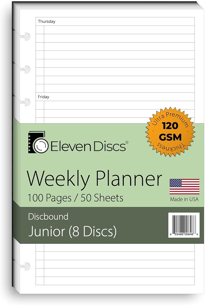 Eleven Discs Discbound Paper, Junior Size Undated Weekly Planner Sheets by ElevenDiscs