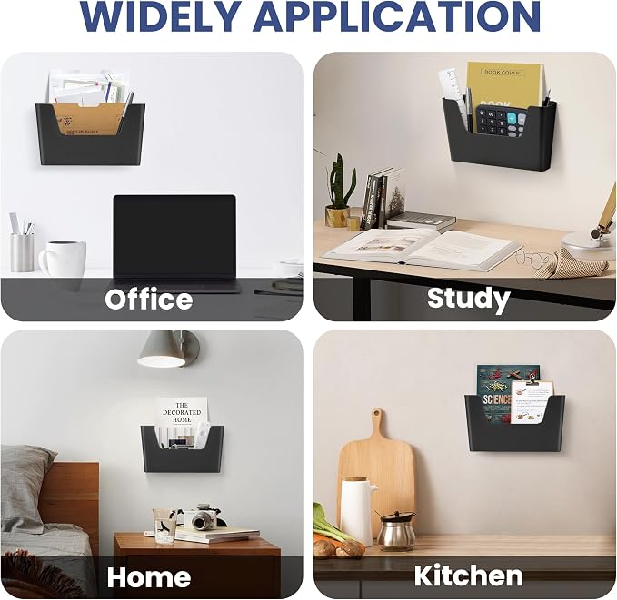 JOMOLA No Drilling File Holder 3 Pack Mail Organizer Wall Mount File Organizer - Image 5
