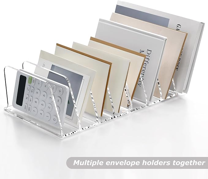 SANRUI Acrylic Desk File Sorter Organizer Holder, 4-Section Clear Vertical - Image 8