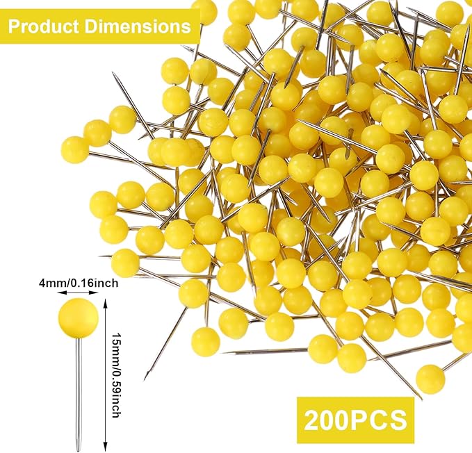 XIHIRCD 200pcs Map Push Pins, Map Tacks Round Head Pins Small Thumb Tacks - Image 2
