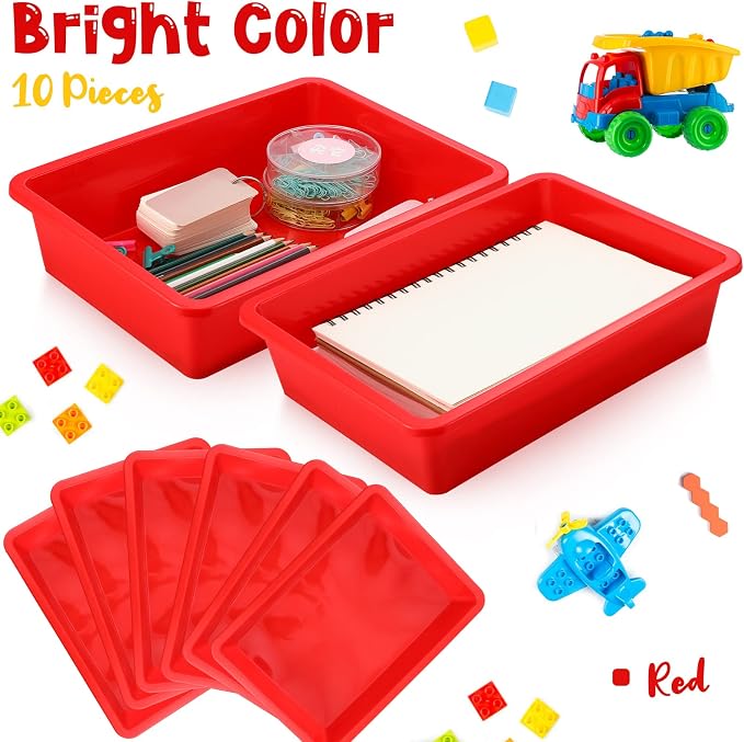 Hoteam 10 Pcs Flat Storage Organizer Tray Bin Paper Tray - Image 4