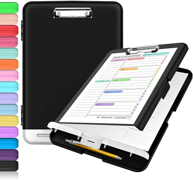 Sooez Clipboard with Storage, Clip Board 8.5 x 11 with Pen Holder, Plastic by Sooez