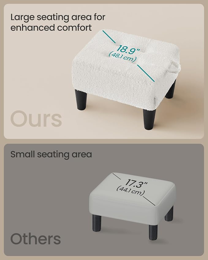 SONGMICS Foot Stool, Small Teddy Fleece Footstool Ottoman - Image 4