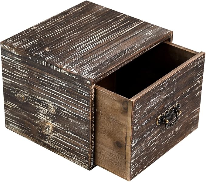 Office Desk Organizer with Drawers Dark Brown Vintage Square Wood Desktop by WelcometoOKSQW