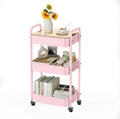 3 Tier Rolling Cart with Table top, Metal Rolling Utility Cart, Sturdy Storage by Johgee