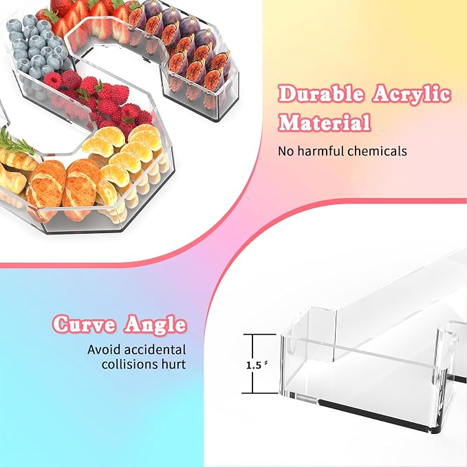 11" Acrylic Heart Shaped Charcuterie Tray, Reusable Serving Cake Candy Dish - Image 3