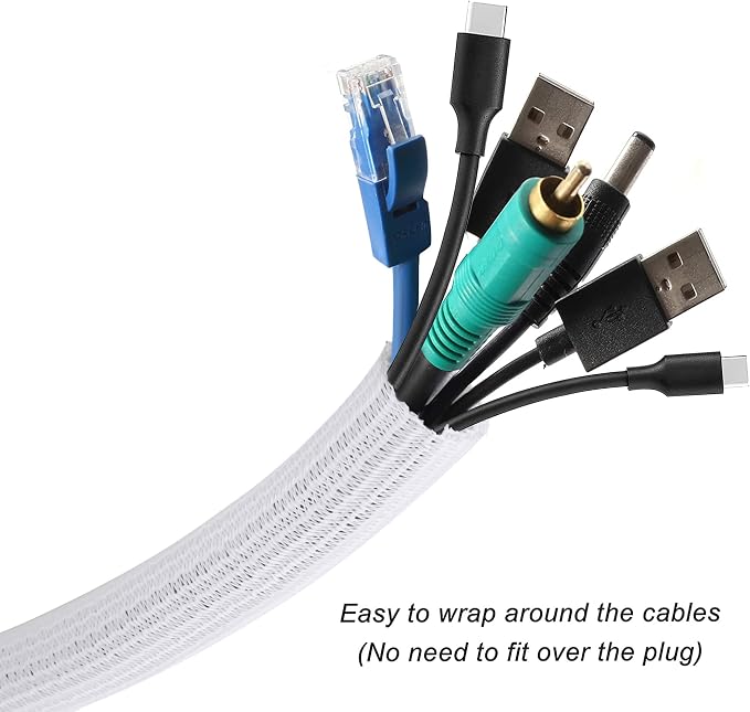 25ft - 1.25 inch Braided Cable Management Sleeve Cord Protector - Self-Wrapping - Image 2
