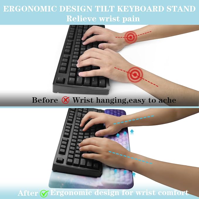 Ergonomic Keyboard Stand with Wrist Rest, Computer Wrist Support Pad, Tilted - Image 3