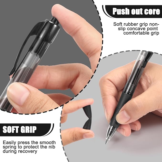deegtran Pens Bulk, 100 Pack No Bleed Black Ink Click Pens - Image 4