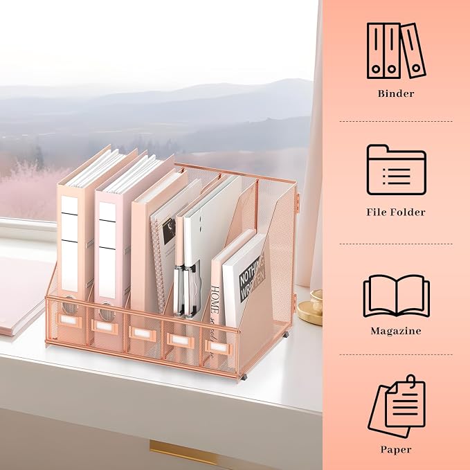 SUPEASY Desk Organizers Metal Desk Magazine File Holder - Image 6