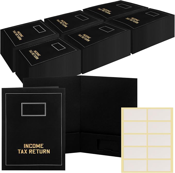 Kisston 300 Pcs Tax Return Folders Bulk 2 Pocket Gold Foil Stamped Income Tax by Kisston