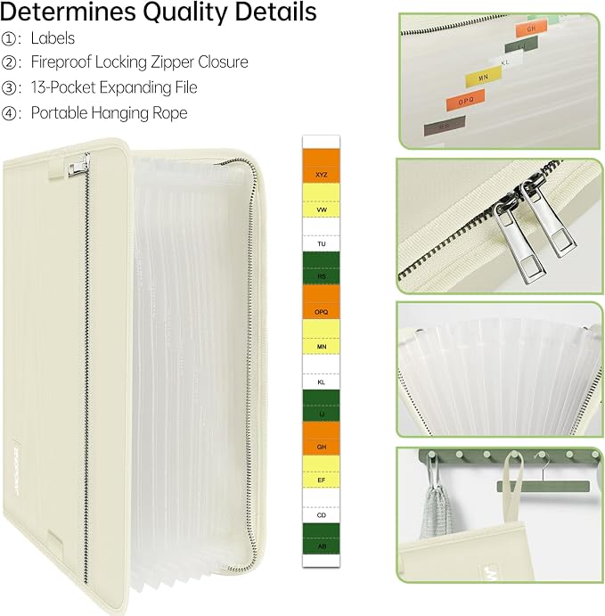 ENGPOW Accordion File Organizer, Fireproof 13 Pockets Expanding File Folder - Image 4