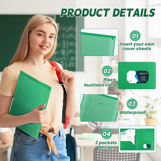 Henoyso 18 Pack Green Plastic Folders - Image 3