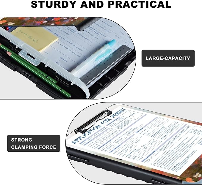 Clipboard with Storage, Heavy Duty Plastic Storage Clipboard with Low Profile - Image 3