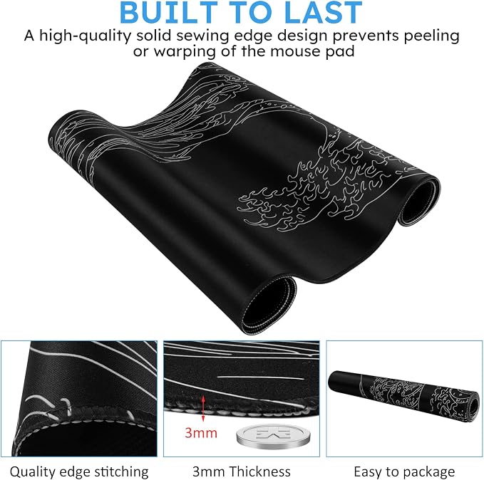 iCasso Mousepad, Gaming Mouse Pad, XXL Large Desk Mat, Big Rubber Base Mouse Mat - Image 3