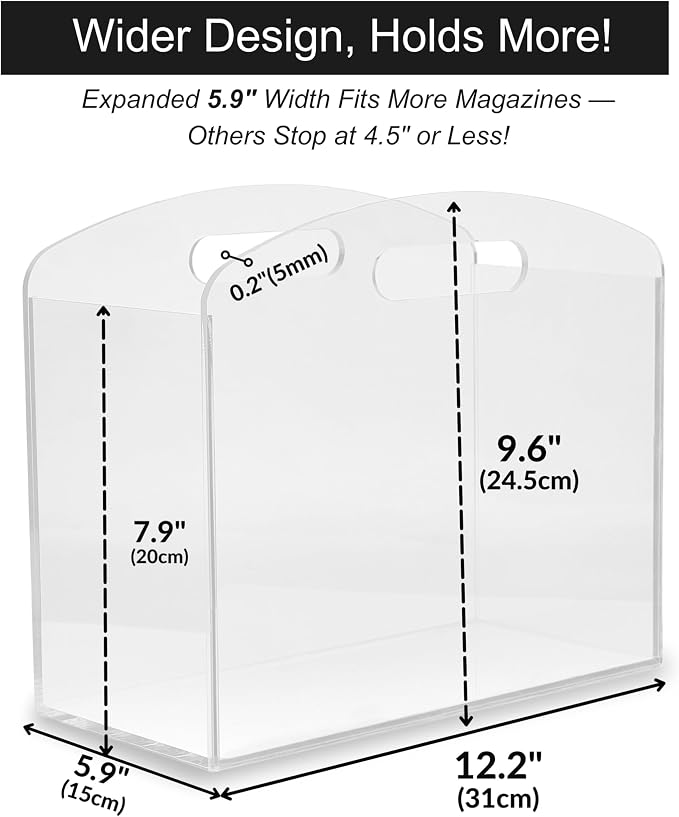 Magazine Rack - Clear Acrylic Magazine Holder, Acrylic Newspaper Stand Organizer - Image 4