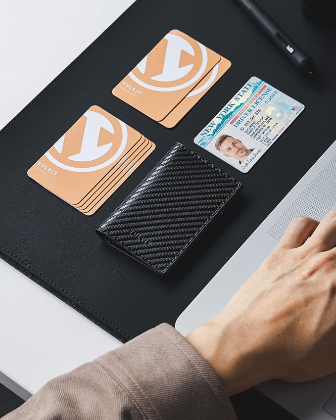 VULKIT Leather Business Card Holder 2 Sided Slim Business Name Card Organizer - Image 5