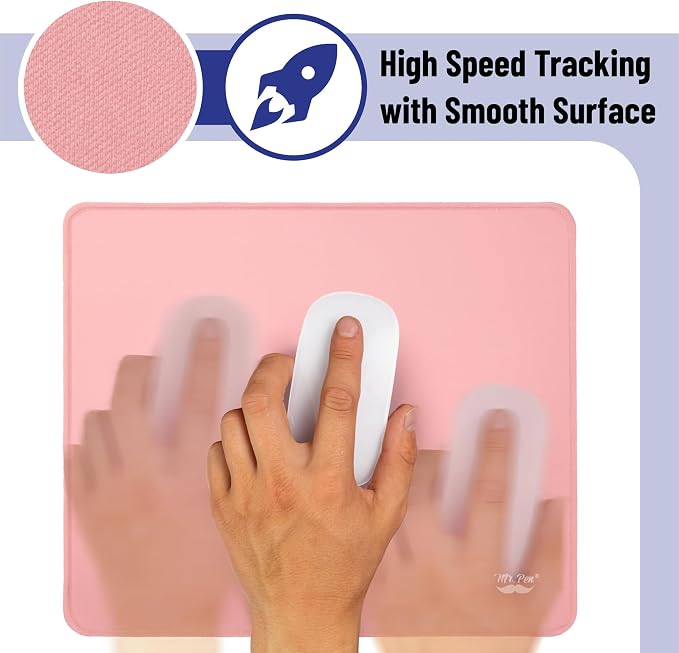 Mr. Pen- Mouse Pad with Anti-Fray Stitched Edges, 12.5"x 10.5", 2 Pack | Pink - Image 4