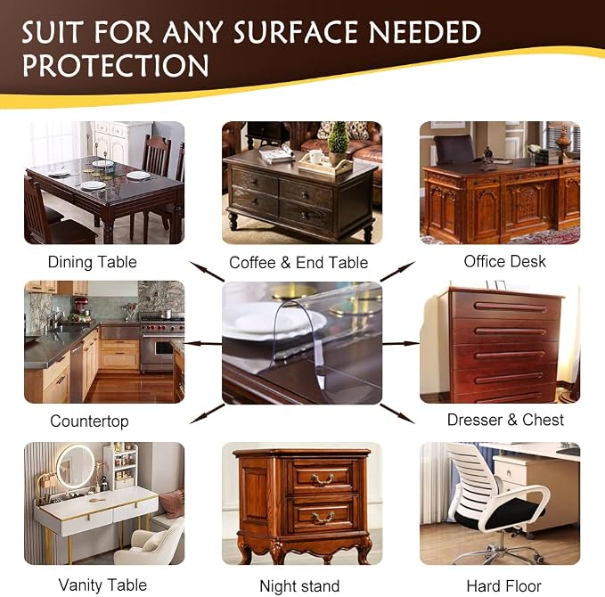 Waterproof 1.5mm Thick Glass PVC Table Cover Protector Clear Plastic Desk Mat - Image 5