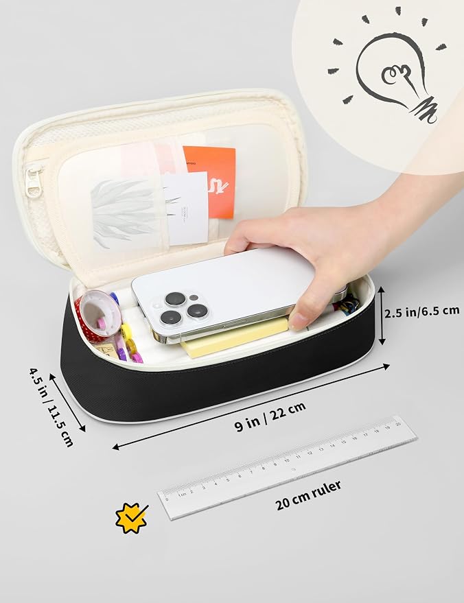 SUNEE Cute Pencil Case, Aesthetic Pen Pouch, Colored Large Pencil Bag - Image 4